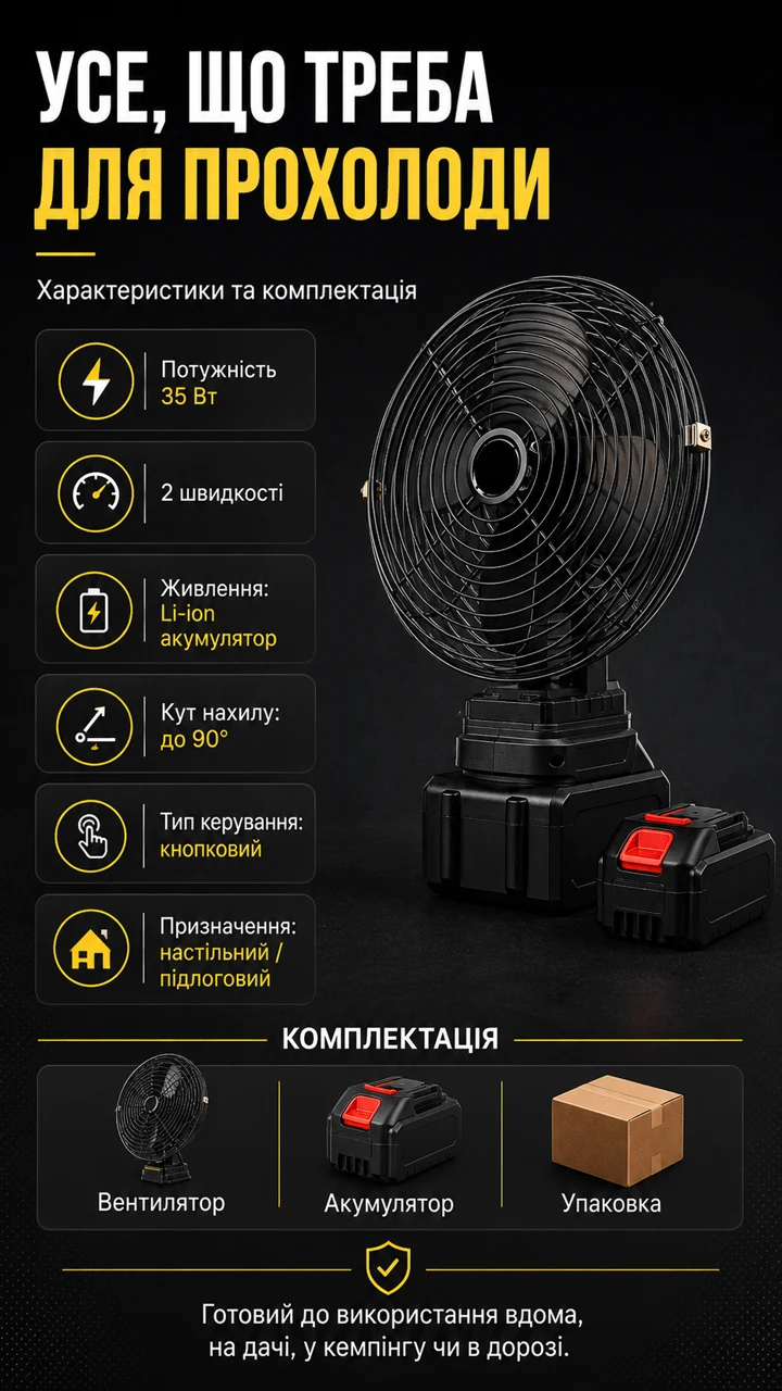 Комплектація бездротового вентилятора